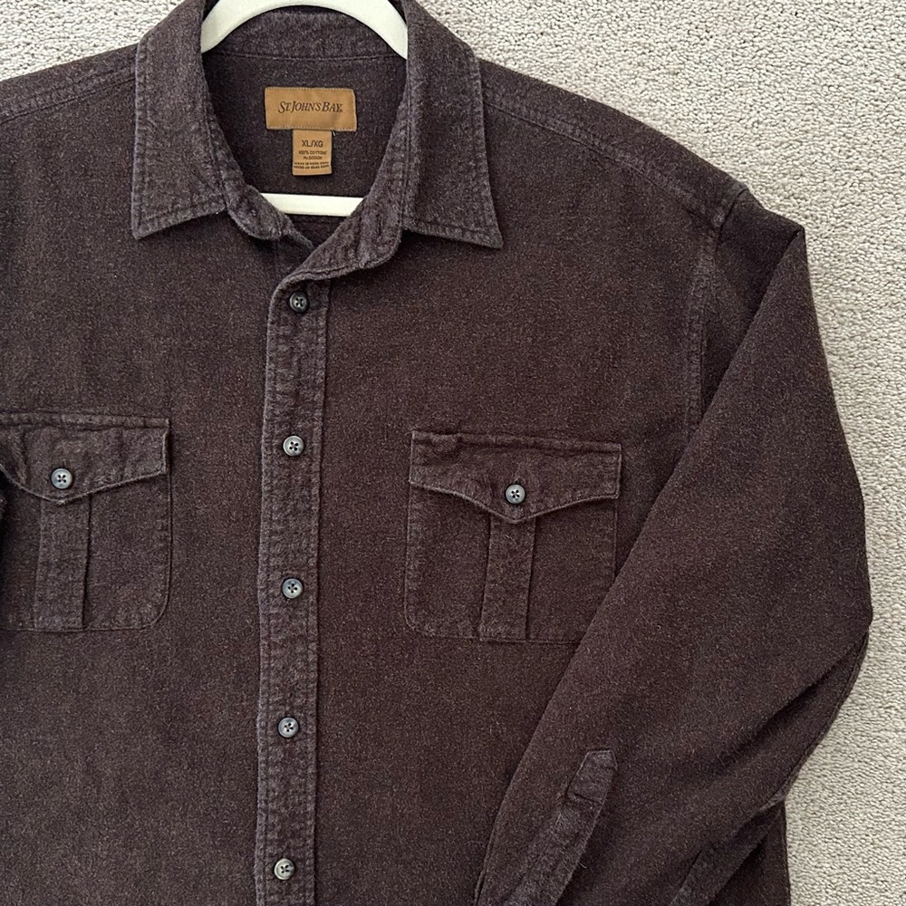 90s Vintage Chocolate Brown Flannel Button Down Oversized Shirt / Shacket